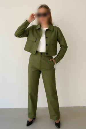 ست Jacket سوئدی و شلوار Palazzo - 11141