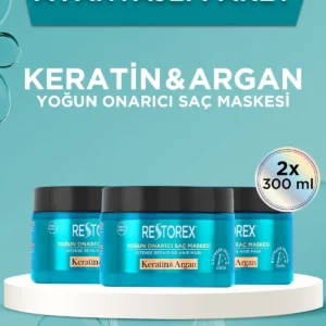 ماسک مراقبت از مو با کراتین و آرگان ۳x۳۰۰ میلی‌لیتر - مناسب برای موهای آسیب‌دیده و دچار صدمات، با اثر بوتاکس - 11185
