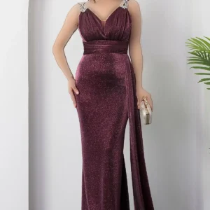 دست‌دوخت شب‌نشینی با جزئیات سنگی روی شانه 39844 - 11408