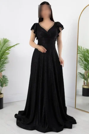لباس مجلسی با یقه کلاهدار و سنگدوزی 39925 - 11302