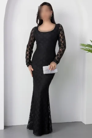 لباس ماهی دوزی دامن دانتل یقه کاره AP-3005 - 11435