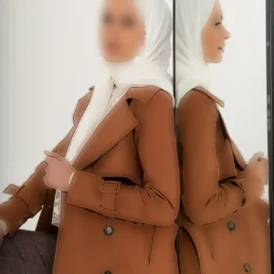 ترنچ کت زنانه پنهان با آستر (طول 110 سانتیمتر) از 100% پنبه 1111-TES - 11273