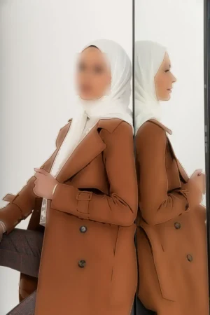 ترنچ کت زنانه پنهان با آستر (طول 110 سانتیمتر) از 100% پنبه 1111-TES - 11273