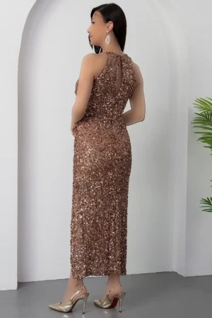 د dress میدی مجلسی پُل دار با چاک BAL143 - 11347