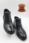 بوت روزمره مردانه چرم طبیعی مشکی با دو زیپ - 10764