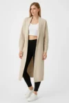 Beige V Neck Told به Cardigan Cardigan طولانی مدت طولانی گفت - 11600