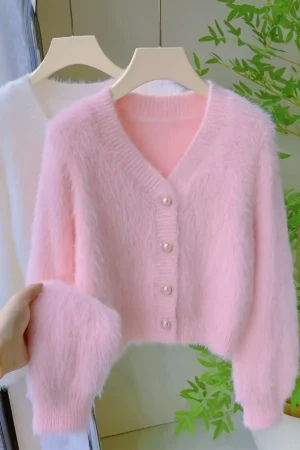 زn صwhrtی renگ صwrtی behnظer meی rysd yumoş mehohaی v -neck cardigan basic lnitwear cardigan - 11602