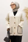 کرم لباس باتنی جیb چwپann cardigan tsd250226 کرم - 11579