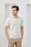 تی‌شرت مردانه نخی بدون چروک با برش باریک و یقه polo - 11627