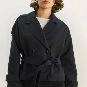 پالتوی کوتاه زنانه با آستین و کمربند ۰۳۰۱ ۶۰۲۸۳۶۹۷ - 11744