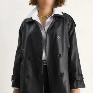 کوتاه‌پوش چرم مصنوعی با یقه کراوات و کمربند، آسترده زنانه ۲۴۸۵ ۶۰۲۸۱۱۱ - 11739