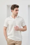 تی‌شرت مردانه نخی بدون چروک با برش باریک و یقه polo - 11627