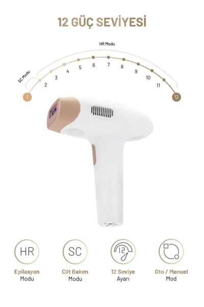 دستگاه اپیلاسیون لیزر بوز IPL، دستگاه حذف مو، 12 سطحی، 999.900 شلیک خودکار و دستی - 11720