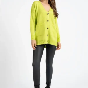 کاردی تریکو زنانه با دکمه رنگ سبز پسته‌ای - 11598