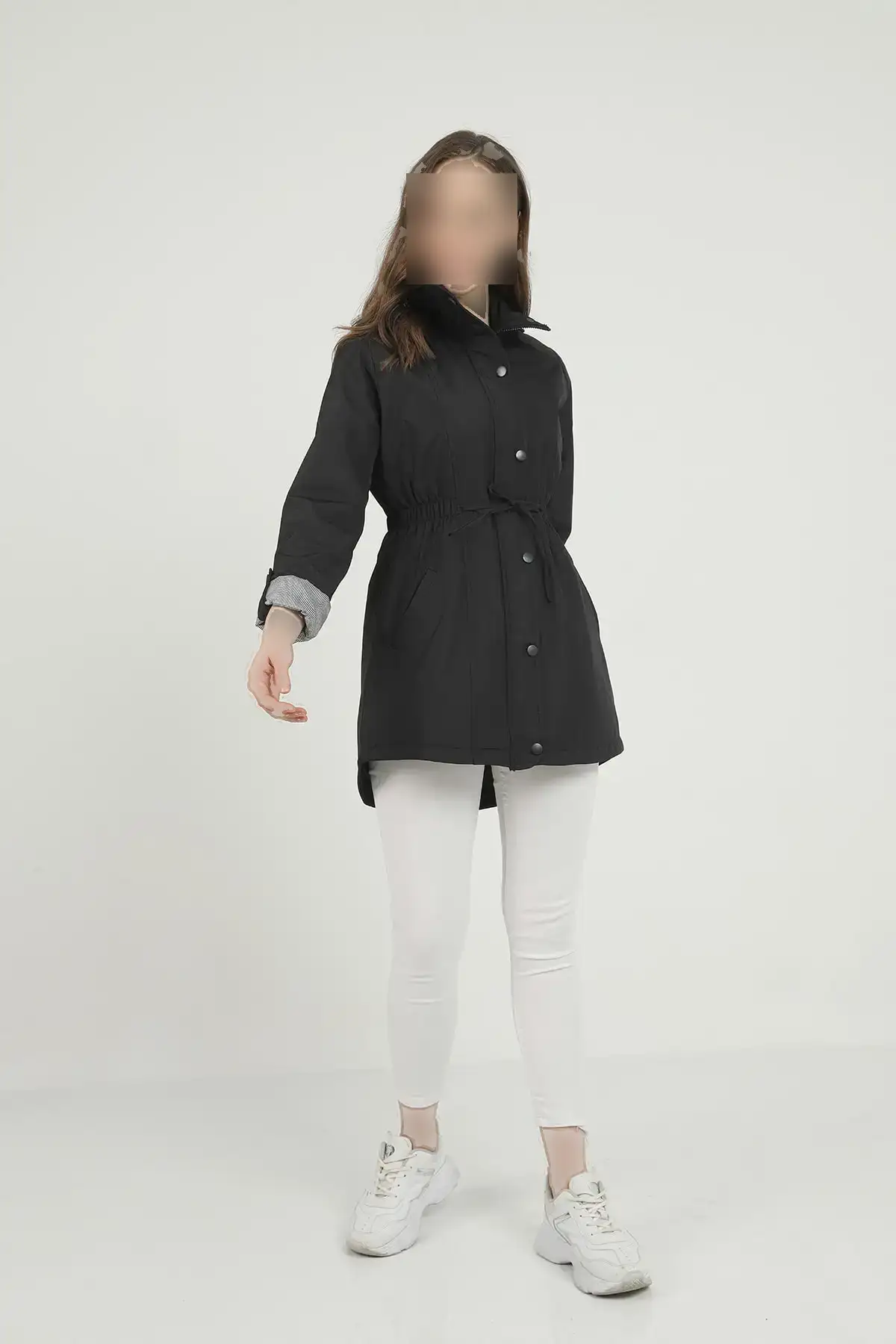 پالتوی جین زنانه با کمر سفتکننده - 11736 پالتوی جین زنانه با کمر سفتکننده - 11736