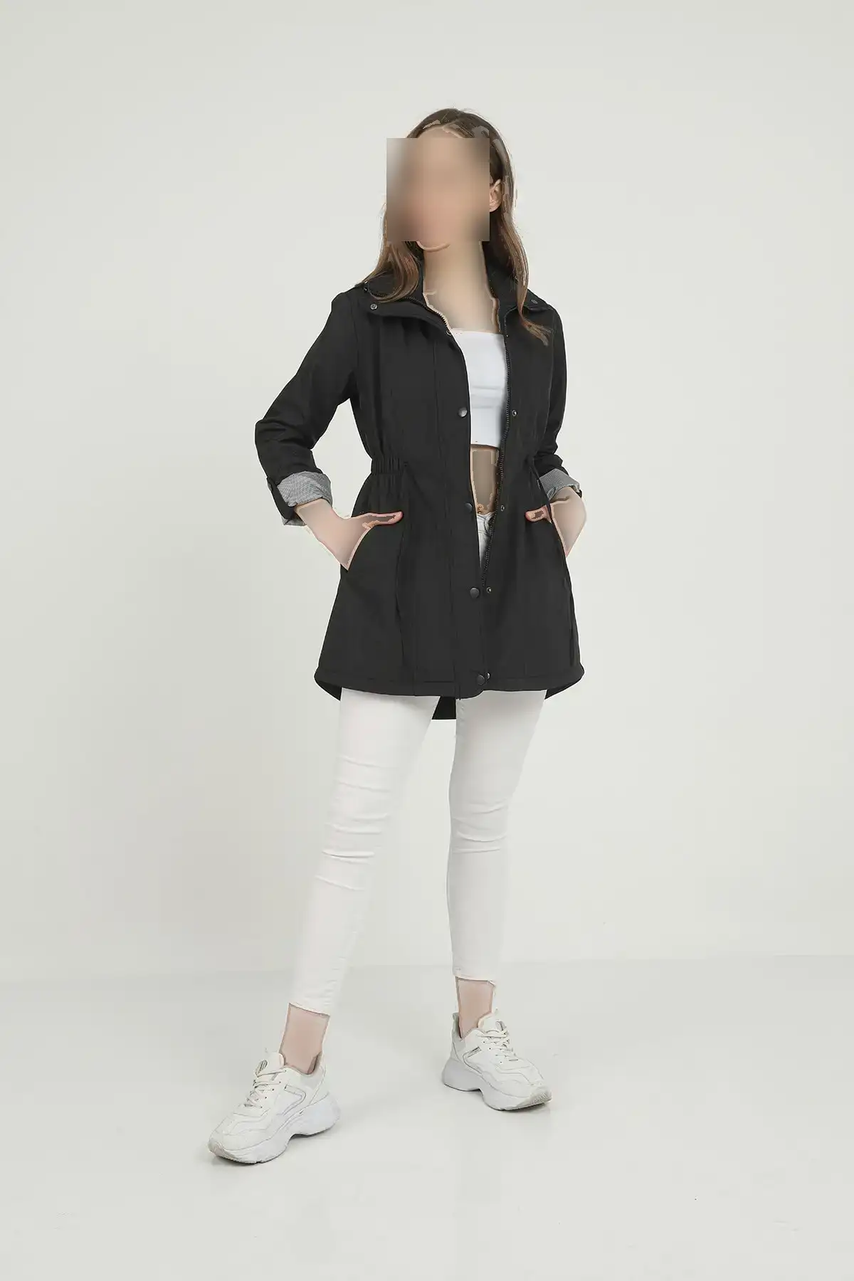 پالتوی جین زنانه با کمر سفتکننده - 11736 پالتوی جین زنانه با کمر سفتکننده - 11736