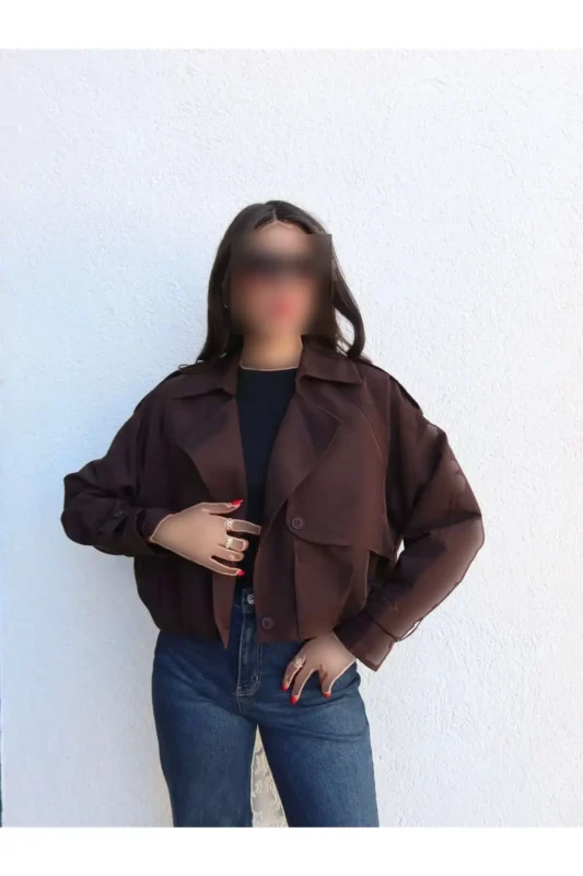 مقنعه کوتاه دکمهای با یقه کراواتی - 11737