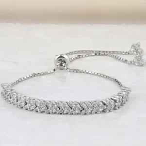 بند براق زنانه با سنگ میکی نقره‌ای - 12126