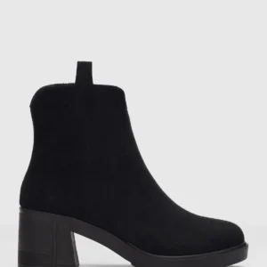 بوت زنانه والی با پاشنه بلند از جنس جیر - مشکی جیر - 11953