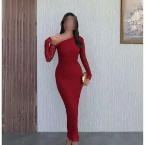 پیراهن دانتل تک شانه - 12027