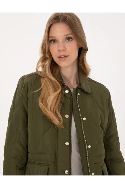 پالتو کتان هاچی با یقه مخملی و طراحی راحت 50314035-VR027 - 12602