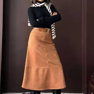 دامن مدی سفید زنانه از جنس سوئد - 12896