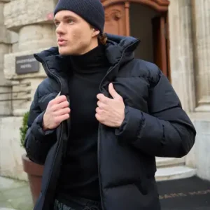 کاپشن مردانه گارنیر با قابلیت ضد آب و ضد باد، اوور سایز و پر شده، رنگ مشکی - 12287