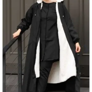 کاپشن باندیت زنانه با زیپ و کلاه و جیب دار - 12666