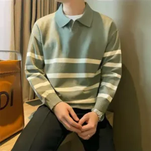 پولو یقه مردانه طرح خطی خنک ترند بافتنی - 12929