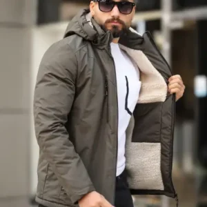 پالتو زمستانی با کلاه و پارچه خز قابل جدا شدن - 12702