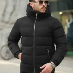 کاپشن پفی مردانه ضد آب با کلاه - 12286