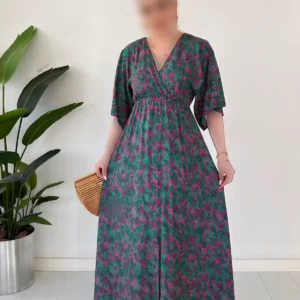 لباس یقه شال با طراحی خفاشی به رنگ صورتی - 12005