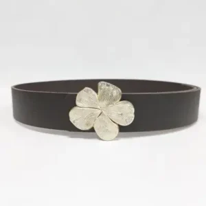 کمر بند چرم طبیعی صد درصد زنانه با سگک طلایی در رنگ قهوه‌ای تیره - 12192