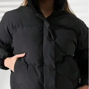 کاپشن اورسایز با یقه خز زنانه - 13022