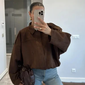 کت سورمه‌ای یقه‌دار آستین‌دار زبردست زنانه از جنس سوئیت فصل جدید - 11822