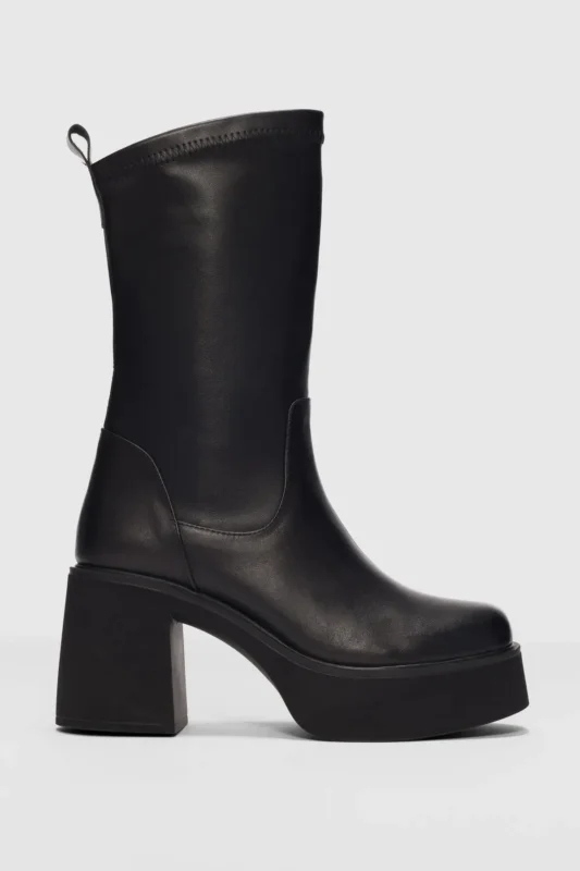 بوت زنانه لورا با پاشنه بلند و کشی - سیاه - 11962