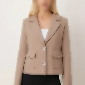 کت کوتاه زنانه ویزون با یقه مردانه و جیب مربعی، آستردار، مدل ARM-26K001026 - 11888