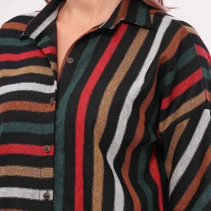 بلوز گشاد طرح خط دار رنگی زنانه ARM-21K001034 - 11805