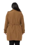 ترنچ‌کت شکلاتی با جیب‌های کروس، با کمربند و آستری دار بزرگ‌پوش - 12530