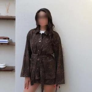 ژاکت طرح لئو با کمربند - 12020