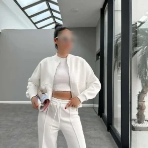 ست ایستادگی با جزئیات زیپ و جنس پشمی - 12008