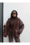 کت سوئدی دکمه‌دار قهوه‌ای - 11932