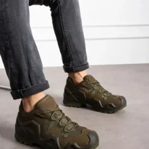 کفش/بوت تاکتیکی نظامی ضد آب و باد مقاوم با زیره لغزنده و بنددار مدل SS610 رنگ خاکی (یونیسکس) - 12211