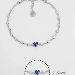 دستبند نقره با روکش طلای سفید ۱۸ عیار به طول ۱۹ سانتی‌متر - عشق راه - 12116