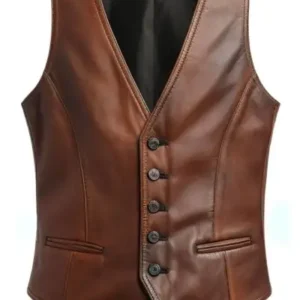 جلیقه چرم طبیعی مردانه 2025 - 12717