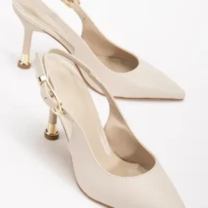 کفش پاشنه بلند استiletto با کمرنگ چرمی و سگک دار برای خانم‌ها - 12804