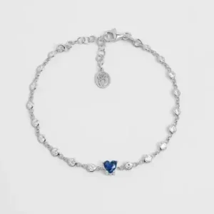 دستبند نقره با روکش طلای سفید ۱۸ عیار به طول ۱۹ سانتی‌متر - عشق راه - 12116