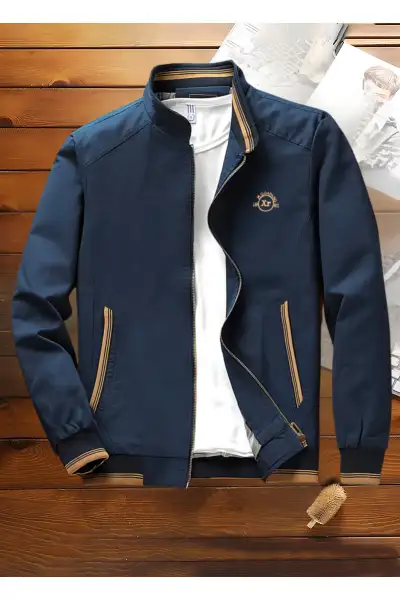 کت و کاپشن مردانه فصلی با طرح گلدوزی و به رنگ سرمهای - 12708 کت و کاپشن مردانه فصلی با طرح گلدوزی و به رنگ سرمهای - 12708