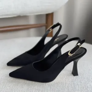 کفش پاشنه بلند زنانه - چرم جیر مشکی - 12803