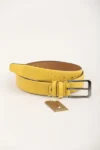 کمربند چرم طبیعی با طرح نقطه زرد ۳.۵ سانتی متر - ۱۰۰٪ چرم اصل - 12194